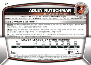 2023 Bowman #40 Adley Rutschman Back
