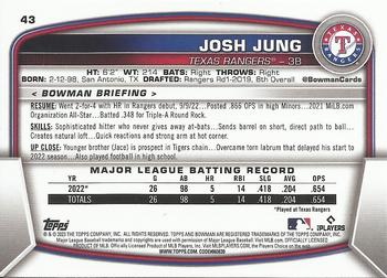 2023 Bowman #43 Josh Jung Back