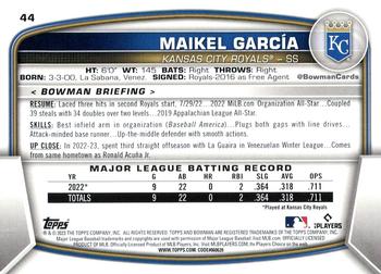2023 Bowman #44 Maikel Garcia Back