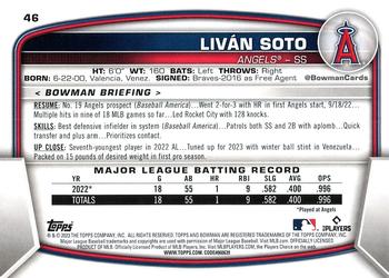 2023 Bowman #46 Livan Soto Back