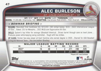 2023 Bowman #47 Alec Burleson Back