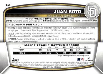 2023 Bowman #52 Juan Soto Back