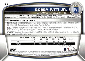 2023 Bowman #57 Bobby Witt Jr. Back
