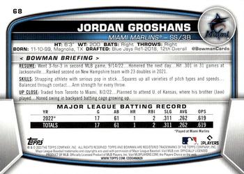 2023 Bowman #68 Jordan Groshans Back