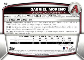 2023 Bowman #69 Gabriel Moreno Back