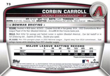 2023 Bowman #73 Corbin Carroll Back