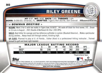 2023 Bowman #90 Riley Greene Back