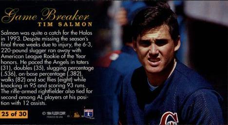 1994 Fleer Extra Bases - Game Breakers #25 Tim Salmon Back