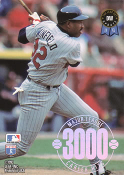 1993 Leaf - Dave Winfield 3000 Career Hits #DW Dave Winfield Back