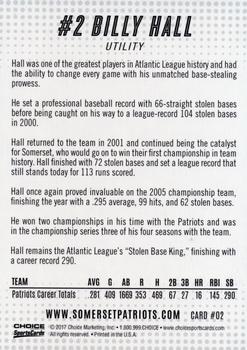 2017 Choice Somerset Patriots Top 20 #2 Billy Hall Back