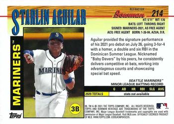 2021 Bowman Heritage - Chrome Prospects Refractor #214 Starlin Aguilar Back