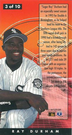 1994 Fleer Extra Bases - Major League Hopefuls #3 Ray Durham Back