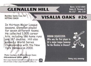 2004 Grandstand Visalia Oaks #NNO Glenallen Hill Back