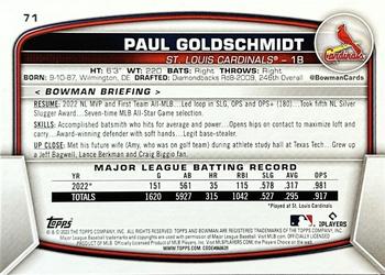 2023 Bowman - Fuchsia #71 Paul Goldschmidt Back