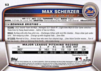 2023 Bowman - Purple #53 Max Scherzer Back