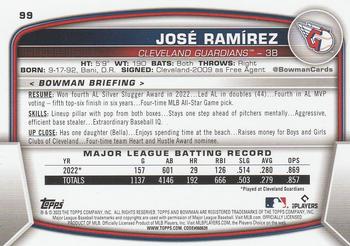 2023 Bowman - Purple #99 Jose Ramirez Back