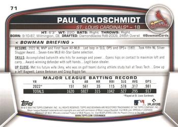 2023 Bowman - Purple Pattern #71 Paul Goldschmidt Back