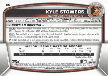 2023 Bowman - Blue Pattern #56 Kyle Stowers Back
