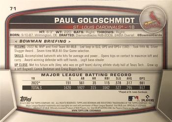 2023 Bowman - Green #71 Paul Goldschmidt Back