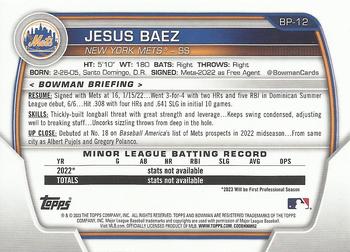 2023 Bowman - Prospects #BP-12 Jesus Baez Back