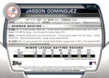 2023 Bowman - Prospects #BP-18 Jasson Dominguez Back
