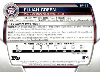 2023 Bowman - Prospects #BP-23 Elijah Green Back