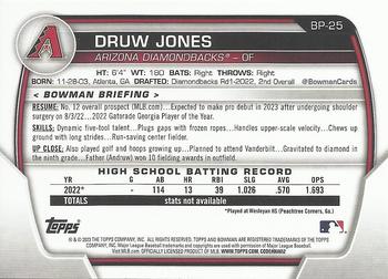 2023 Bowman - Prospects #BP-25 Druw Jones Back