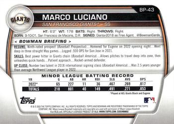 2023 Bowman - Prospects #BP-43 Marco Luciano Back