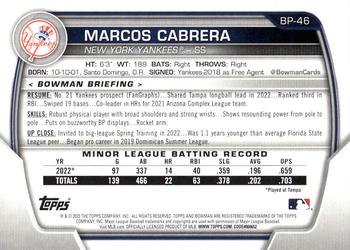 2023 Bowman - Prospects #BP-46 Marcos Cabrera Back