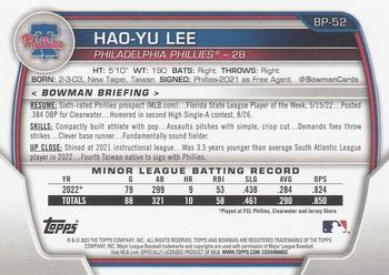 2023 Bowman - Prospects #BP-52 Hao-Yu Lee Back