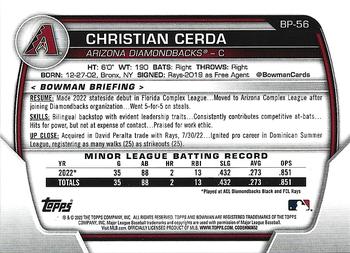2023 Bowman - Prospects #BP-56 Christian Cerda Back