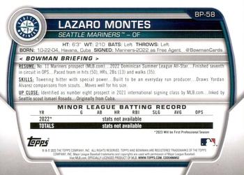 2023 Bowman - Prospects #BP-58 Lazaro Montes Back