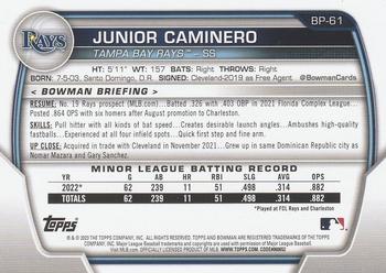 2023 Bowman - Prospects #BP-61 Junior Caminero Back