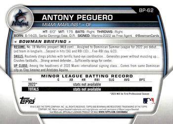 2023 Bowman - Prospects #BP-62 Antony Peguero Back