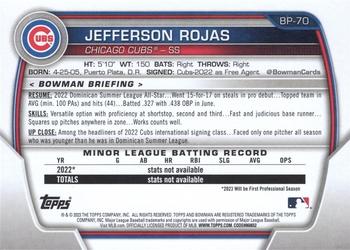 2023 Bowman - Prospects #BP-70 Jefferson Rojas Back