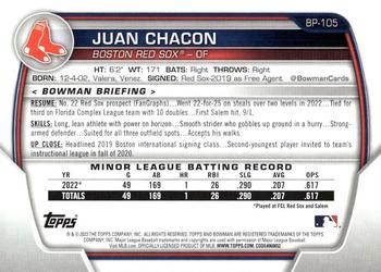 2023 Bowman - Prospects #BP-105 Juan Chacon Back