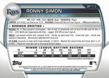 2023 Bowman - Prospects #BP-112 Ronny Simon Back