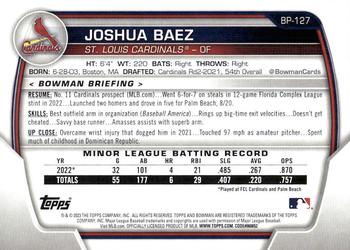 2023 Bowman - Prospects #BP-127 Joshua Baez Back