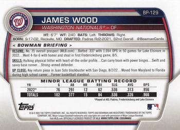 2023 Bowman - Prospects #BP-129 James Wood Back