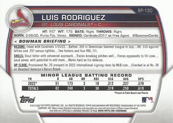 2023 Bowman - Prospects #BP-130 Luis Rodriguez Back