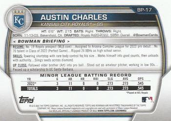 2023 Bowman - Prospects Neon Green #BP-17 Austin Charles Back