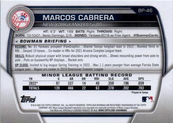 2023 Bowman - Prospects Neon Green #BP-46 Marcos Cabrera Back