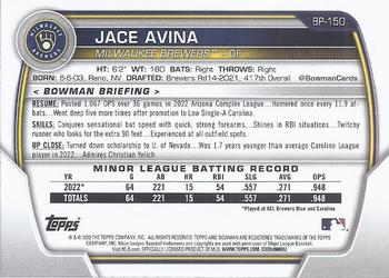 2023 Bowman - Prospects Neon Green #BP-150 Jace Avina Back