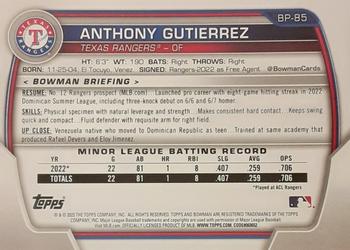 2023 Bowman - Prospects Fuchsia #BP-85 Anthony Gutierrez Back