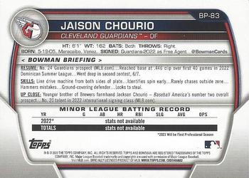 2023 Bowman - Prospects Purple #BP-83 Jaison Chourio Back