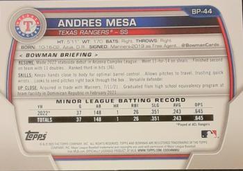 2023 Bowman - Prospects Pink #BP-44 Andres Mesa Back