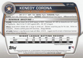 2023 Bowman - Prospects Pink #BP-148 Kenedy Corona Back