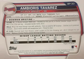 2023 Bowman - Prospects Blue #BP-33 Ambioris Tavarez Back