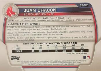 2023 Bowman - Prospects Yellow #BP-105 Juan Chacon Back
