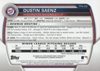 2023 Bowman - Prospect Autographs Red #PPA-DS Dustin Saenz Back